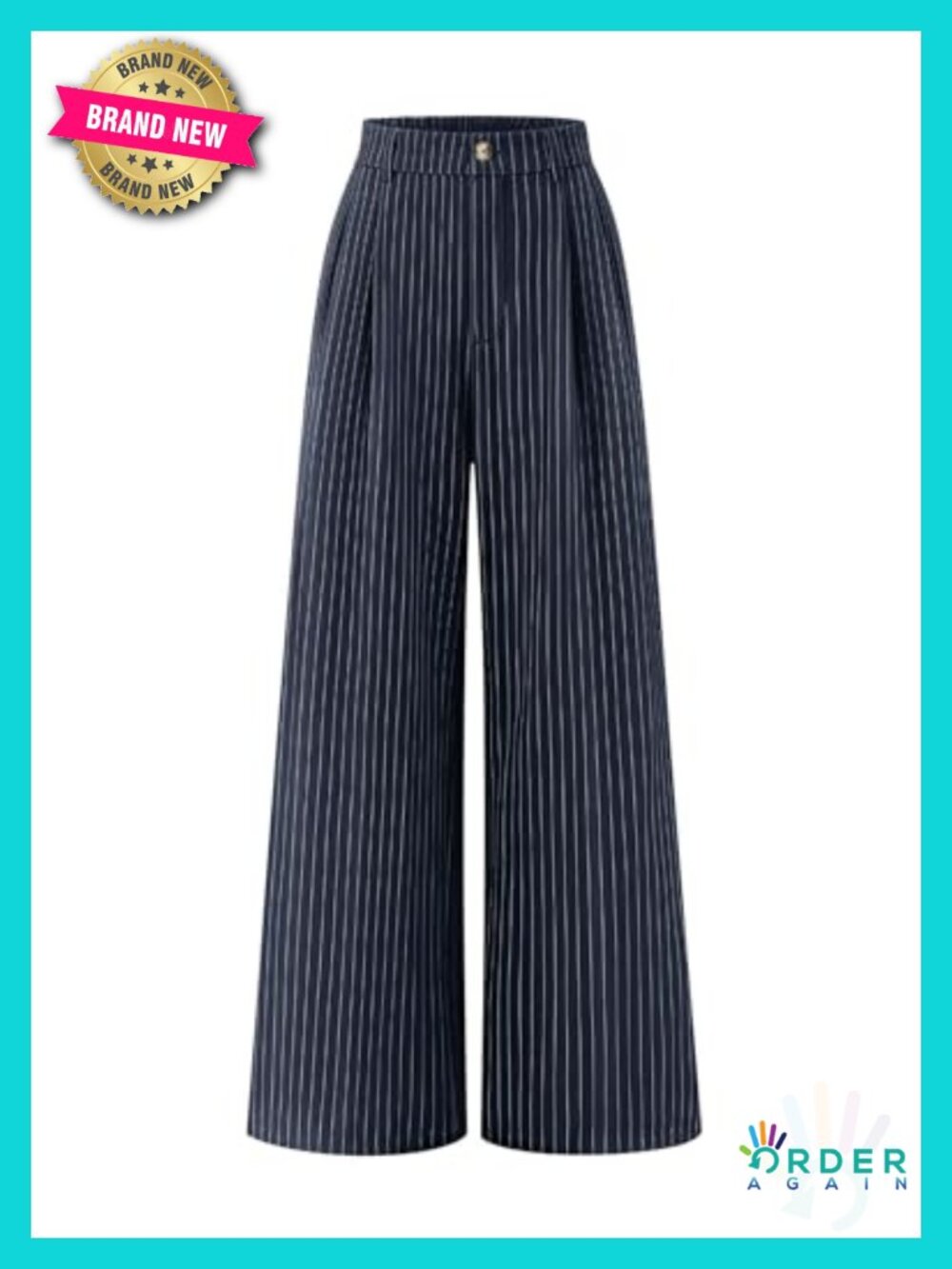 Wide Leg Striped Work Palazzo Pants High Waisted Business Casual Slacks - Picture 1 of 6